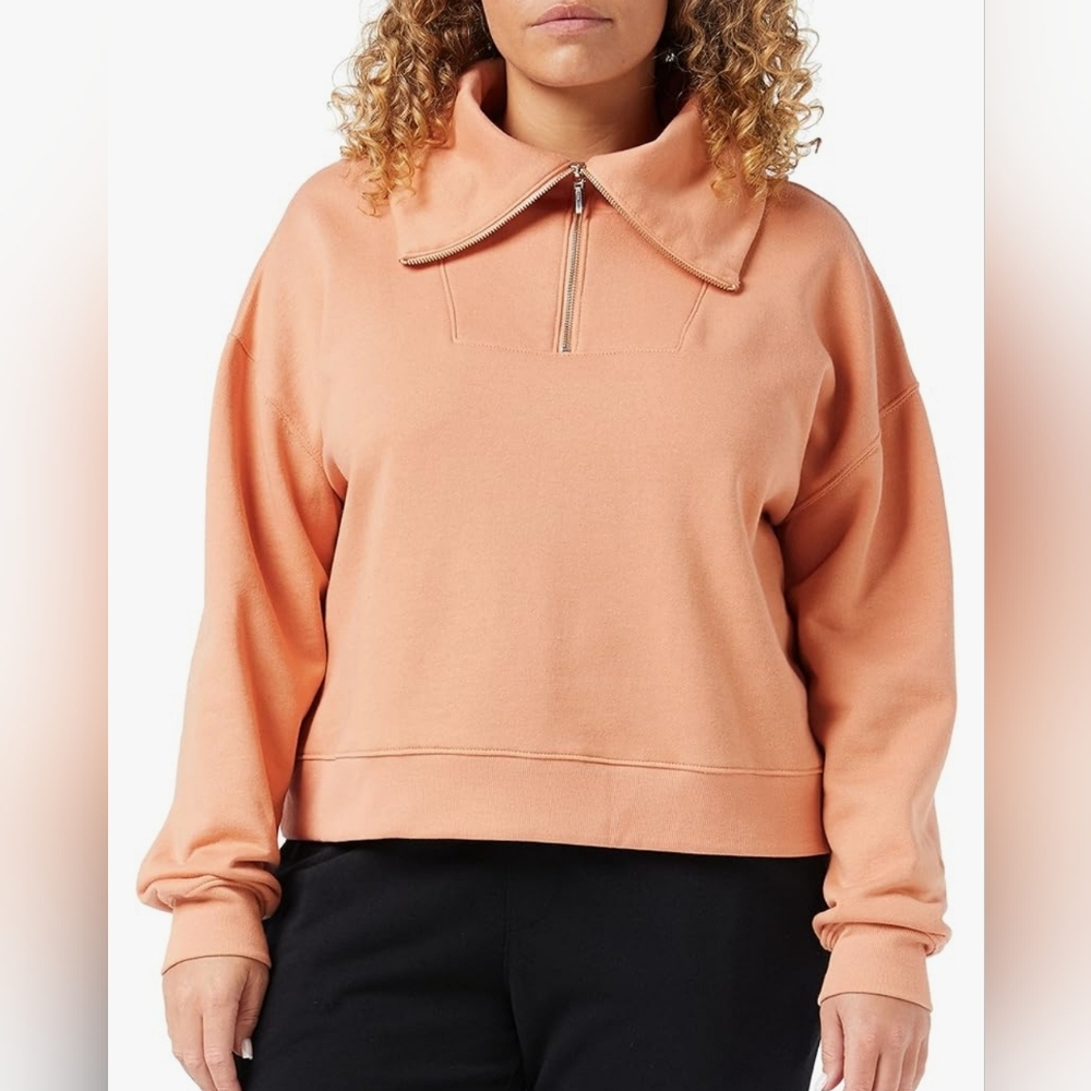 Core 10 NWT‎ Womens Salmon Pink Half Zip Sweatshirt Size MD Athletic Workout